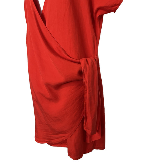 Anthropologie Amadi Robe Wrap Mini Dress Size M Orange Travel Beach Vacay NWT - Picture 4 of 8